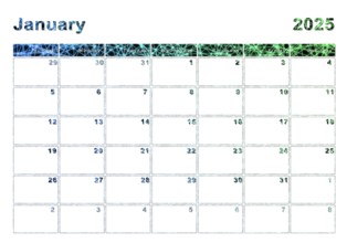 January 2025 calendar, week start Sunday, modern design