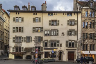 Street with historic building in Geneva old town, Switzerland