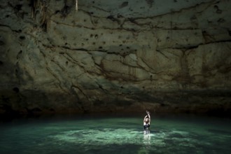 The beautiful waters in the cenotes of Hool Kosom, Yucatan, Mexico