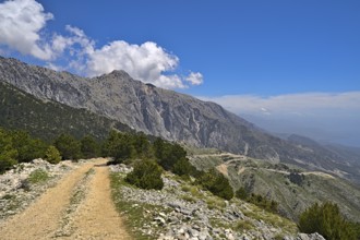 Llogara Pass on a sunny day along the hiking trail, which is not well documented however