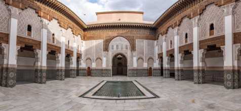 MARRAKECH, MOROCCO, APRIL 18, 2023, Famous Madrassa Ben Youssef in the medina of Marrakech