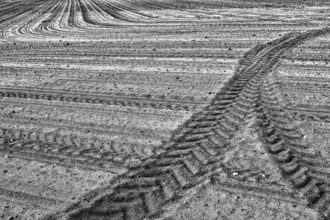 Sand, sandy soil, tractor tracks