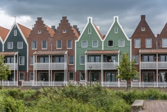 Veolendam, Netherlands, August 08, 2016. Houses in the marina of Volendam. Volendam is a popular