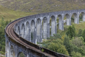 Glenfinnan railway viaduct, known from Harry Potter, Glenfinnan, Highlands, Scotland, Great Britain