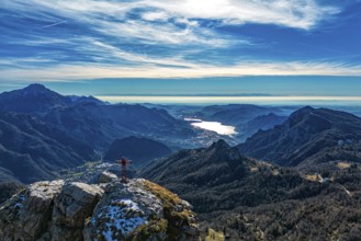 Landscape view of Valsassina and Lake Como from Fiorini Tower in Valsassina