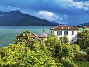 A view over Lake Como near Gravedona in Italy in summer