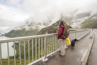 Scenic panoramic view from the reservoirs and its alpine landscape near Kaprun in the Austrian Alps