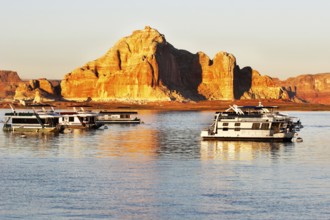Walking boats on lake Powell in the USA