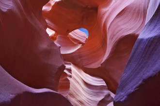 Graceful arches and a piece of blue sky in a magical canyon Antelope. Navajo Reservation, the