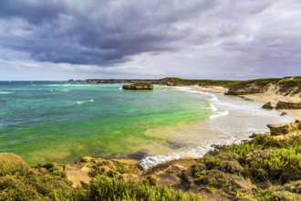 The Great Ocean Road of Australia. Picturesque seashore, coastal cliffs and sandy beaches of the