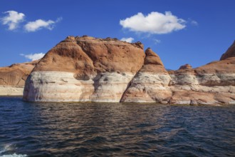 Picturesque artificial huge reservoir Powell on the river Colorado, USA. The lake is surrounded