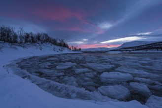 Morning atmosphere at Torneträsk, Norrbotten, Lapland, Sweden, January 2016