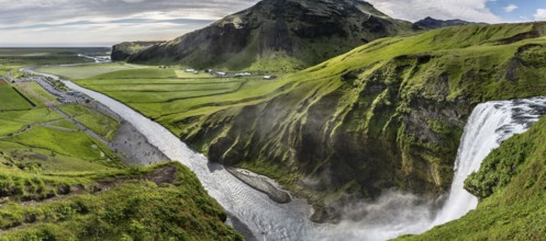 Skogafoss waterfall in southern Iceland during a summer day