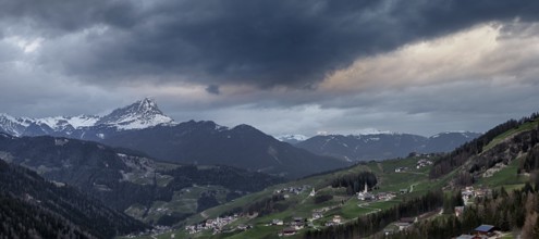 Cloudy evening in Dolomites mountains. Italian Dolomites