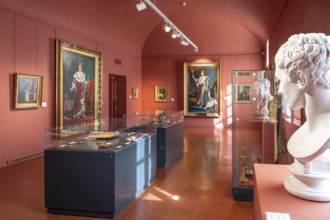 Napoleon Bonaparte in busts and paintings in the Salle Fesch of the Musee Fesch, Ajaccio, Corsica,