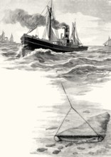 North Sea fish steamer with trawl, 19th century