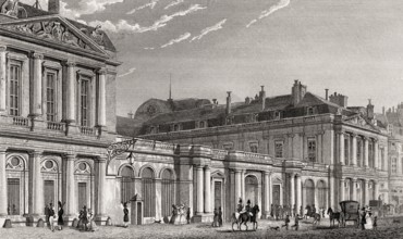 The Palais-Royal, Paris, antique steel engraved print, 1831