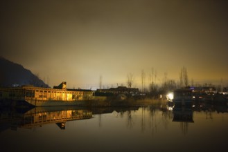 Dal Lake, Hotel Boat, Light in the sky, Srinigar, Kashmir