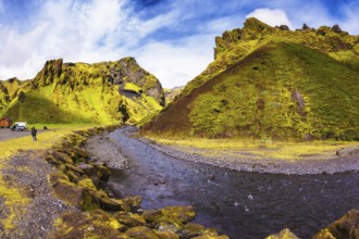 The photo was taken Fisheye lens. Camping in valley of canyon Pakgil. The canyon flowing fast