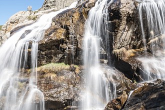 Scenic View Of Waterfall. Chorrera of the Litueros in Somosierra, Madrid
