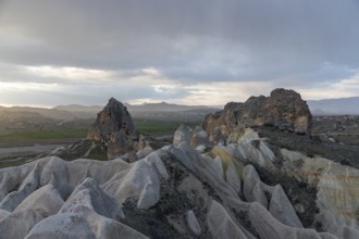 A picture of the Meskendir Valley, part of the Goreme Historical National Park, during a rainy