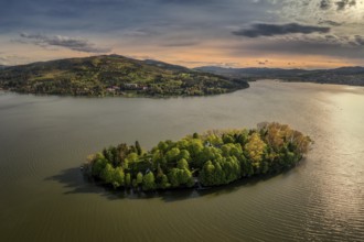 Slanice Island of Art in the Orava Dam with the Church of the Exaltation of the Holy Cross
