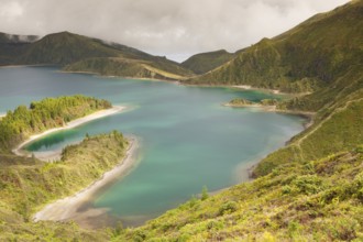 Caldera Lago di Fogo - lake on Sao Miguel Island, Azores, Portugal
