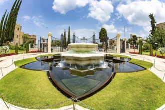 Magnificent marble fountain. Pilgrimage center and popular tourist destination. Photo taken with