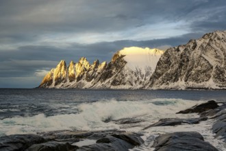 Beautiful winter landscape scene in Steinfjord and mountain in background in Northern Norway. unset