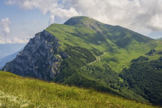 Panoramic view of the Monte Baldo mountains on Lake Garda in Italy