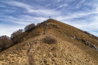 Mountaineering scene on Lake Como Alps