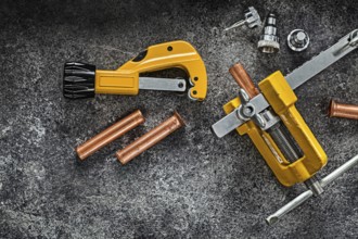 Flaring Of Copper Pipes Tools On Dark Background