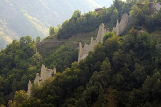 Earth pyramids of Euseigne in the Val d'Hérémence in the canton of Valais in Switzerland
