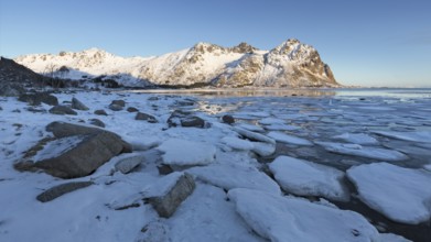 Ice landscape on the Lofoten Islands, Norway