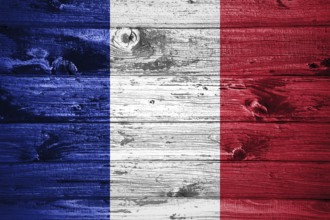 France flag on wooden planks background wood flag