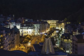 View of Karlovy Vary in evening, Czech republic