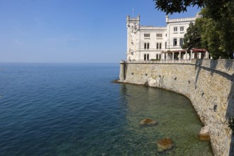 Castello di Miramare and the Adriatic sea shore, a marine Protected Area, Trieste, Italy