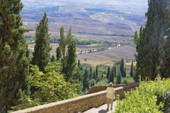 Autumn Tuscan countryside from the city walls of Pienza, Tuscany, Italy