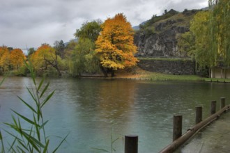 Small lake in city park of the French small town