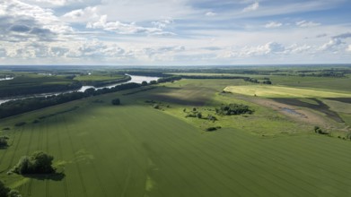 Aerial view of agricultural fields. Countryside, Agricultural Landscape Aerial view