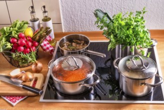Cooking pots on the stove