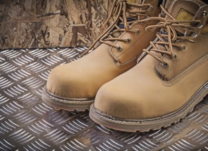 Working boots very close up view