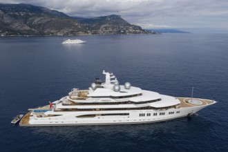 Aerial view 106, 5 metre motor yacht AMADEA, delivered in 2016 by the German shipyard Lürssen