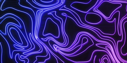 Neon Glow blue and purple lines on a dark background, Cyberpunk background