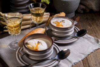 Asparagus Soup with poached egg