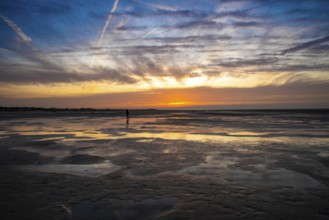 Dramatic sunset at the seaside on the Isle of Borkum