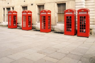 The five red phone boxes in London