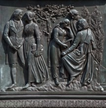 1844 by Ludwig Michael von Schwanthaler, bronze relief on the plinth with figures from Goethe's