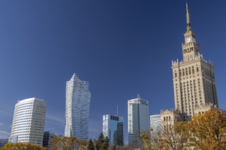 Warsaw skyline with the Skylight of Zlote Tarasy, Zlota 44, Rondo 1, the InterContinental Warsaw