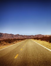 A country road from Los Angeles to Las Vegas through the California desert, USA